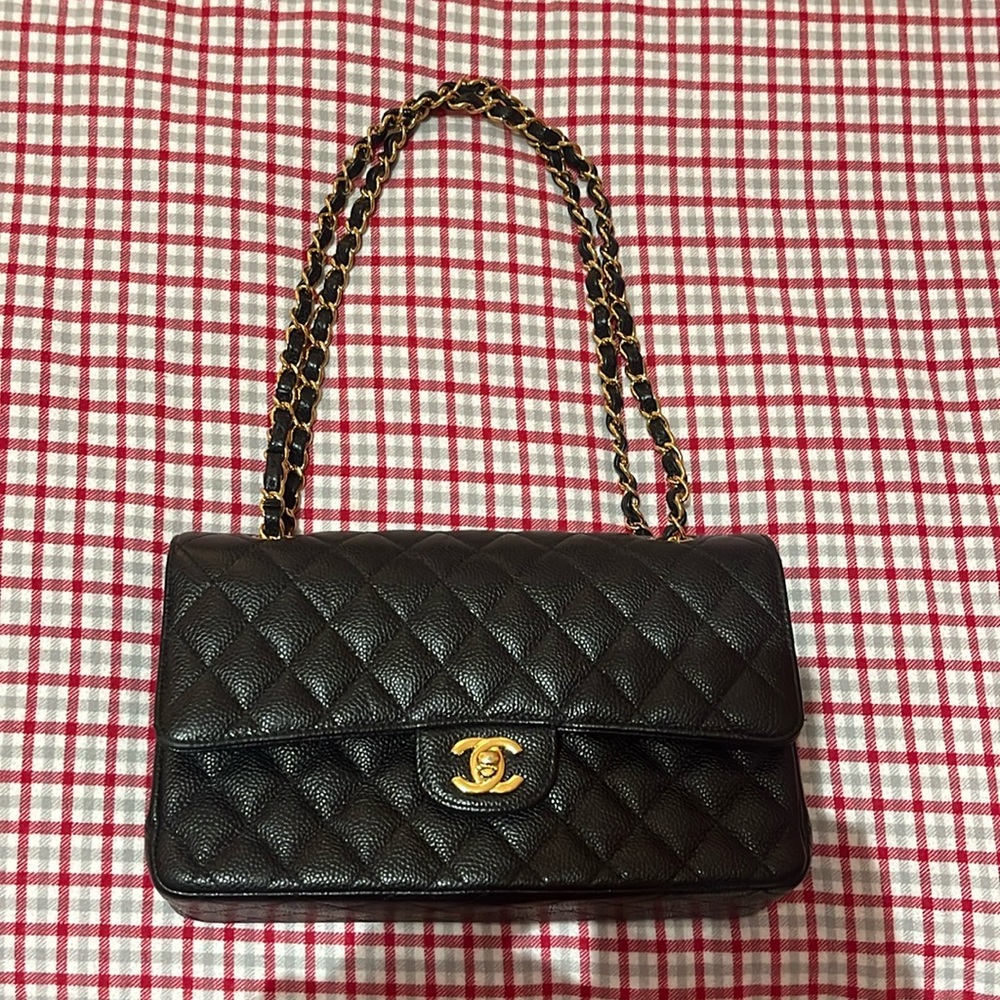 Chanel Classic Flap in caviar leather with gold hardware